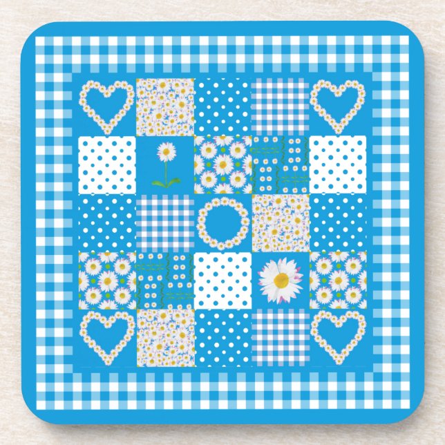 Set Square Untersetzer: Daisychains Imitate Patchw Getränkeuntersetzer (Vorderseite)