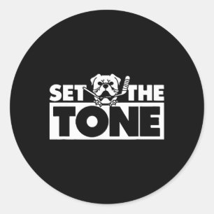 Set The Tone Bulldog Hockey Grit Grafik Runder Aufkleber