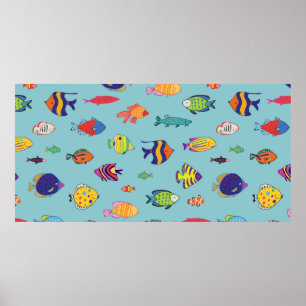 Set tropischer Fische. Näherungsnahes Muster Poster
