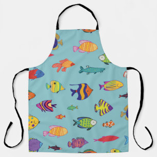 Set tropischer Fische. Zeilennahtloses Muster Schürze