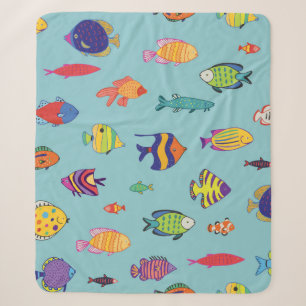 Set tropischer Fische. Zeilennahtloses Muster Sherpadecke