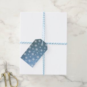 Set von 10 Blauen Schneeflocken Geschenkanhänger