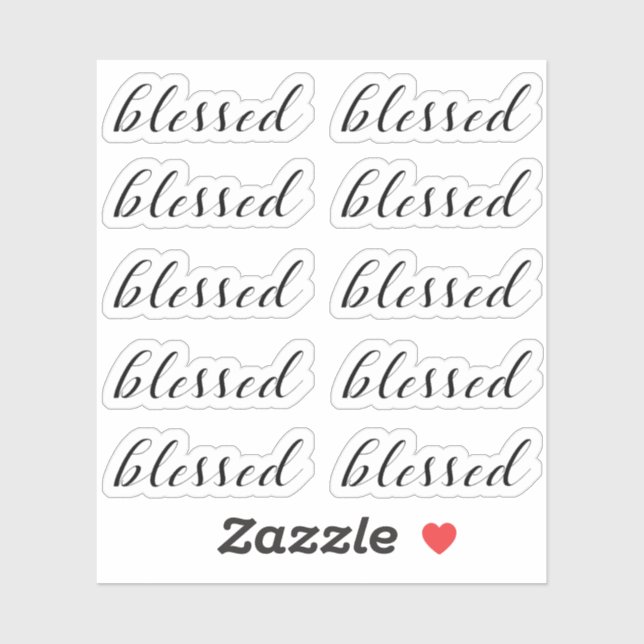 Set von 10 - BLESSED Religious Script Typografy Aufkleber (Blatt)