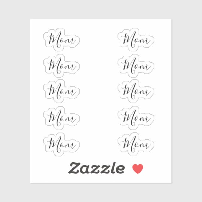 Set von 10 - Elegantes Signaturskript "Mama" Name Aufkleber (Blatt)