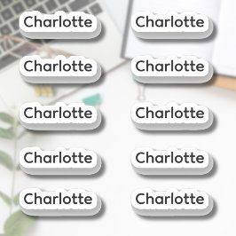 Set von 10 | Kleiner eleganter Skriptname Aufkleber