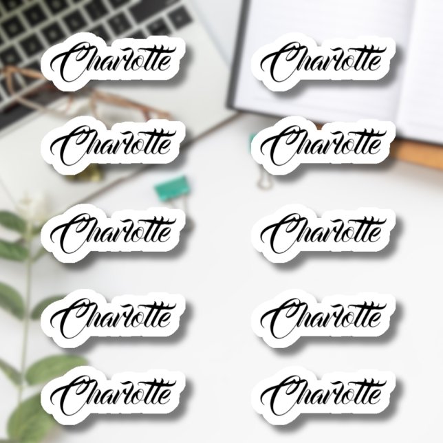 Set von 10 | Kleiner eleganter Skriptname Aufkleber (Von Creator hochgeladen)