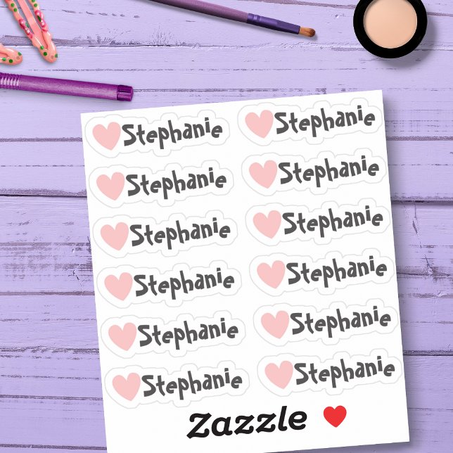 Set von 12 Labels für kleine Whimsikale Herzerkran (Whimsical heart name labels 💗)