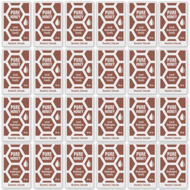 Set von 24 Transparenten Honigwabenmarken Aufkleber (Vorderseite)