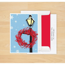 Set von 24 Weihnachtskarten im Winterberry-Kranz