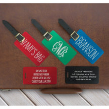 Set von 2 Mit Monogramm und Name Gepäckanhänger
