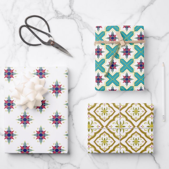 Set von 3 arabisch Gemustert Geschenkpapier Set (Vorderseite)