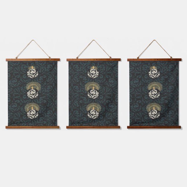 Set von 3 Kerzenlichtswaschmotiven Wandteppich Mit Holzrahmen (Dreifach)