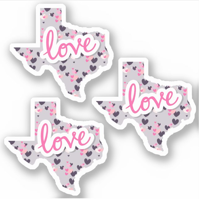 Set von 3 Lieben in Texas - Valentinstag Aufkleber (Vorderseite)