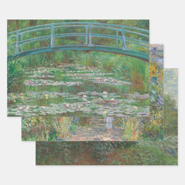 Set von 3 Monet Malereien Weihnachten Geschenkpapier Set (Set)