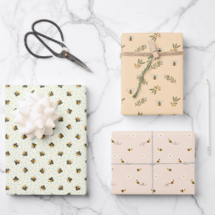 Set von 3 Niedlichen Honey Bee Baby Dusche Geschenkpapier Set
