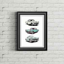 Set von 3 Oldtimer. Poster