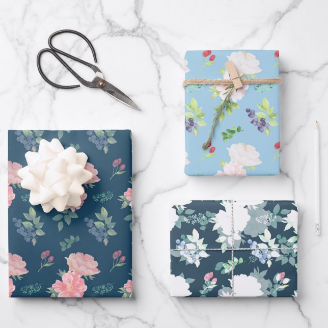 Set von 3 Personen Geschenkpapier Set (Vorderseite)