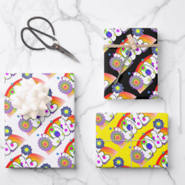 Set von 3 Regenbogen-Liebe Geschenkpapier Set