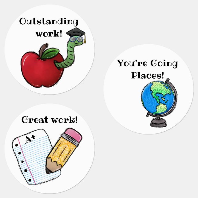 Set von 3 Teacher Stickers Etiketten (Gruppe)