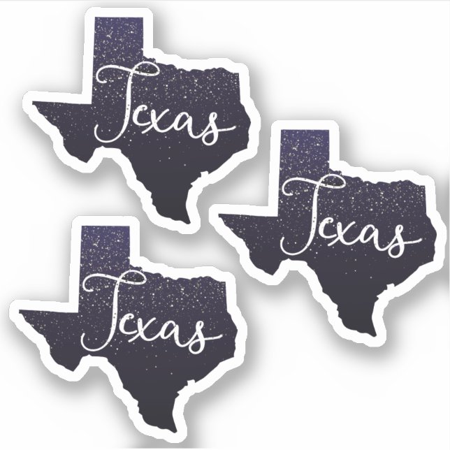 Set von 3 Texas Night Stars Staat Form Aufkleber (Vorderseite)