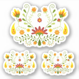 Set von 3 traditionellen roten mexikanischen Blüte Aufkleber