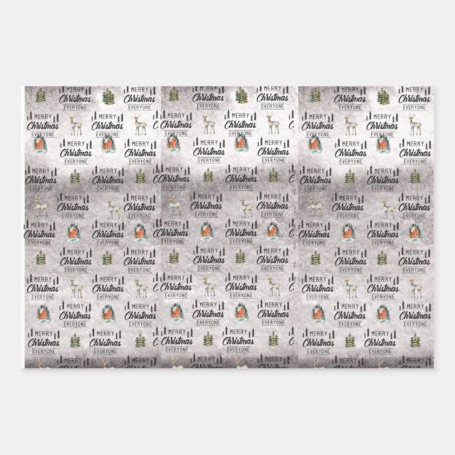 Set von 3 Umschlagpapier Geschenkpapier Set (Vorderseite 3)