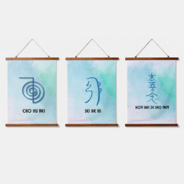 Set von 3 Usui Reiki Symbols-CKR, SHK & HSZSN Wandteppich Mit Holzrahmen