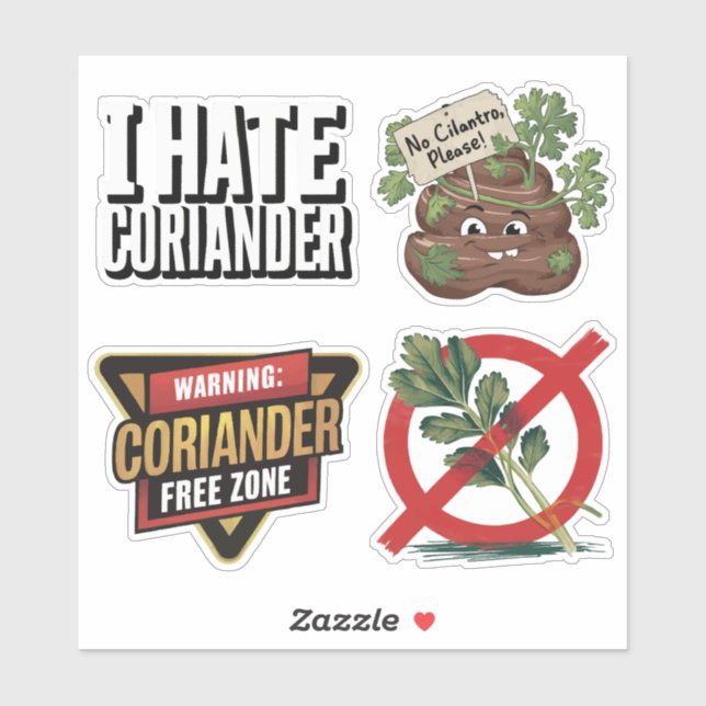 Set von 4 hateful coriander Aufkleber (Blatt)