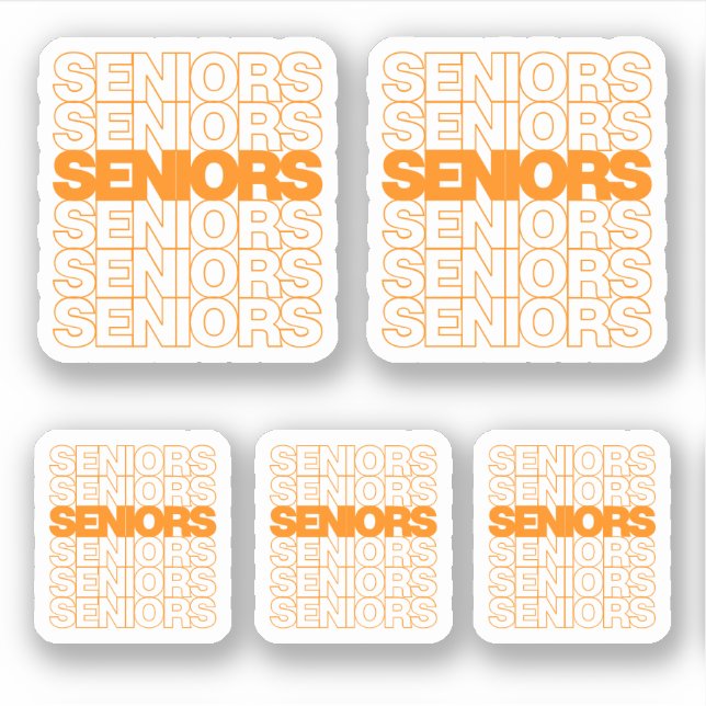 Set von 5 Senioren Senioren Senioren für Orange Se Aufkleber (Vorderseite)