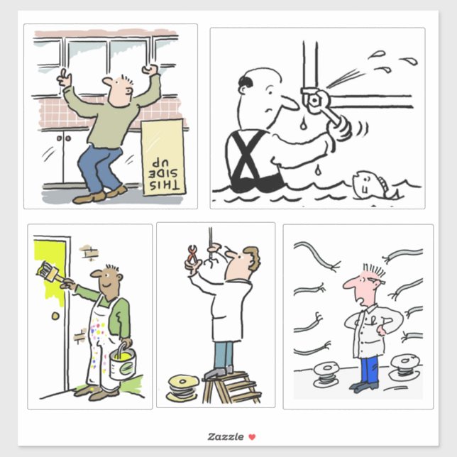 Set von 5 verschiedenen Cartoon. Aufkleber (Blatt)