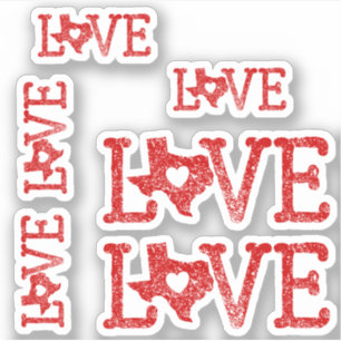 Set von 6 bedrängten Texas Liebe Raider Red Aufkleber