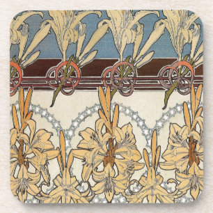 Set von 6 Jugendstil-Untersetzer Getränkeuntersetzer