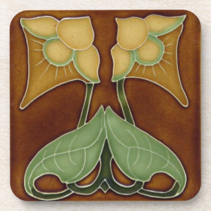 Set von 6 Kunst Nouveau Untersetzer