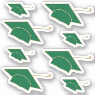 Set von 8 Green Graduation Caps, benutzerdefiniert Aufkleber