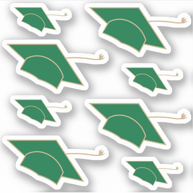 Set von 8 Green Graduation Caps, benutzerdefiniert Aufkleber (Vorderseite)