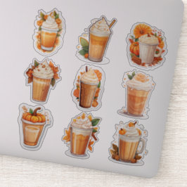Set von 9 Pumpkin Spiked Latte Vinyl Stickers Aufkleber