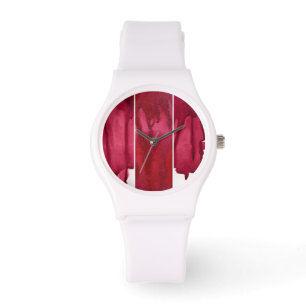 Set von abstraktem handgemaltem des roten armbanduhr