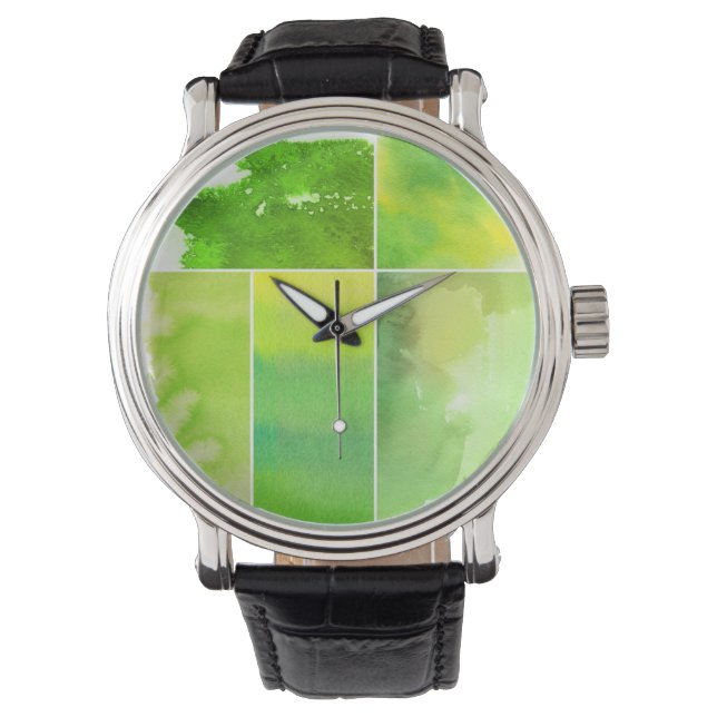 Set von Aquarell abstrakt bemalt Armbanduhr (Vorderseite)