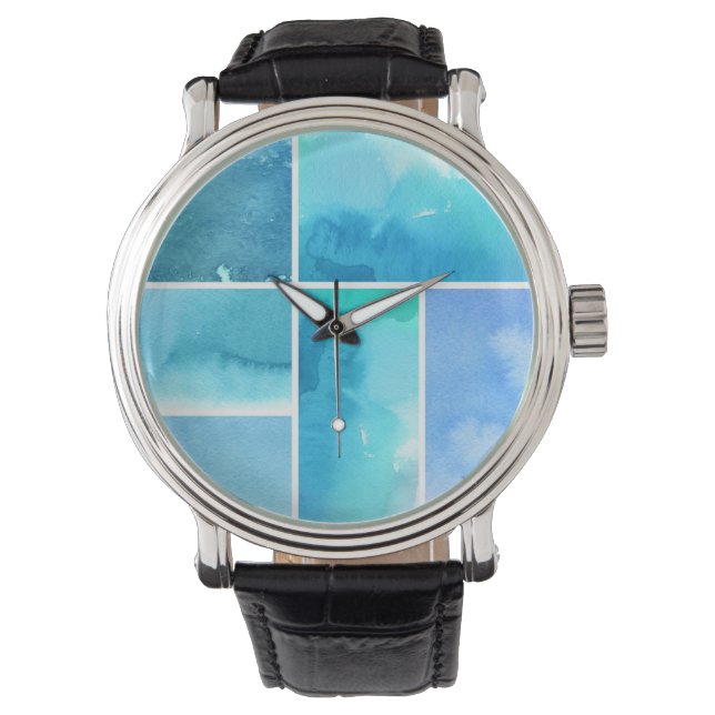 Set von Aquarell abstrakt handbemalt 2 Armbanduhr (Vorderseite)