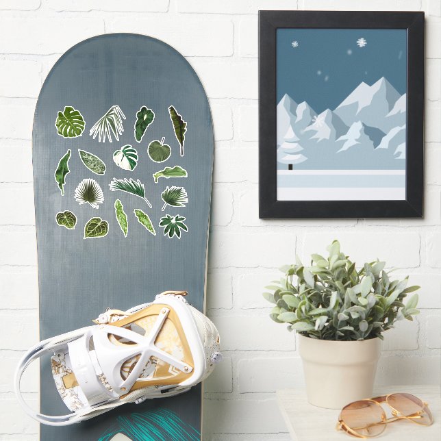 Set von Aufklebern und Ikonen von tropischen Palme Aufkleber (Snowboard)