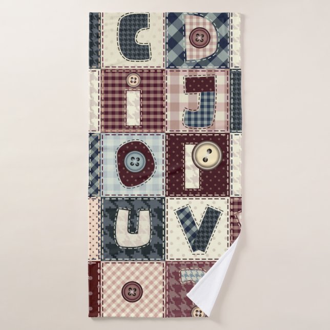 Set von Buchstaben im Patchwork-Stil. Mai b Badehandtuch (Badehandtuch)