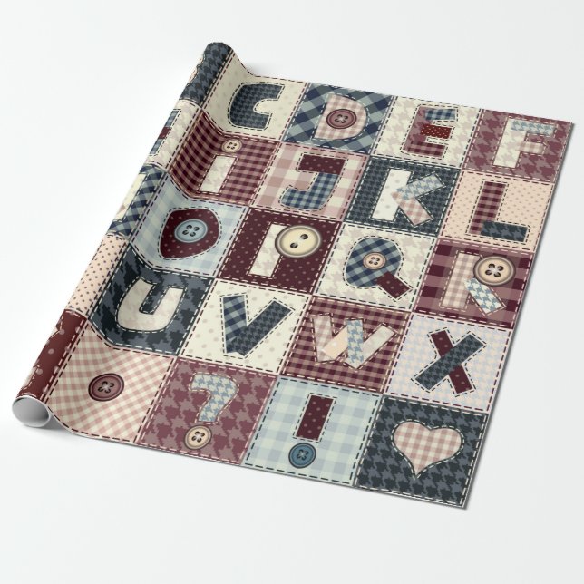 Set von Buchstaben im Patchwork-Stil. Mai b Geschenkpapier (Ungerollt)