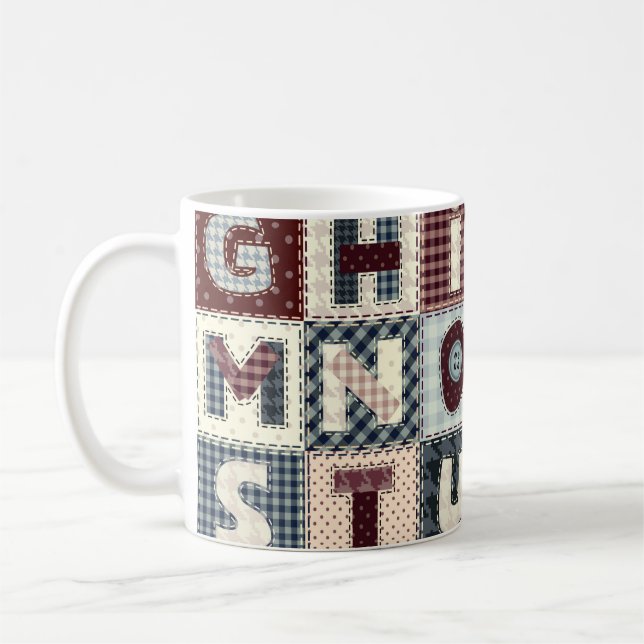 Set von Buchstaben im Patchwork-Stil. Mai b Kaffeetasse (Links)