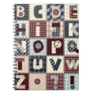 Set von Buchstaben im Patchwork-Stil. Mai b Notizblock