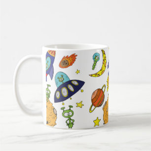 Set von Cartoon-Illustrationen über Raum in hell Kaffeetasse