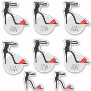Set von High Heel Schuhen, Monogramm personalisier Aufkleber
