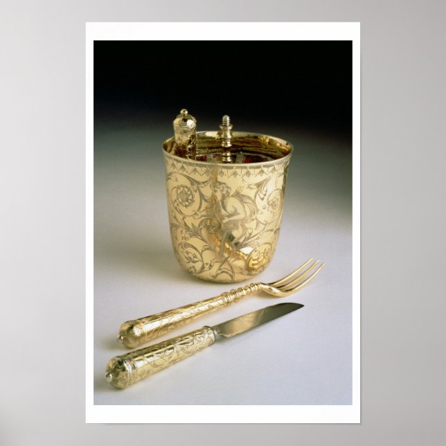 Set von Messer, Gabel, Löffel und Becherglas, Poster (Vorne)