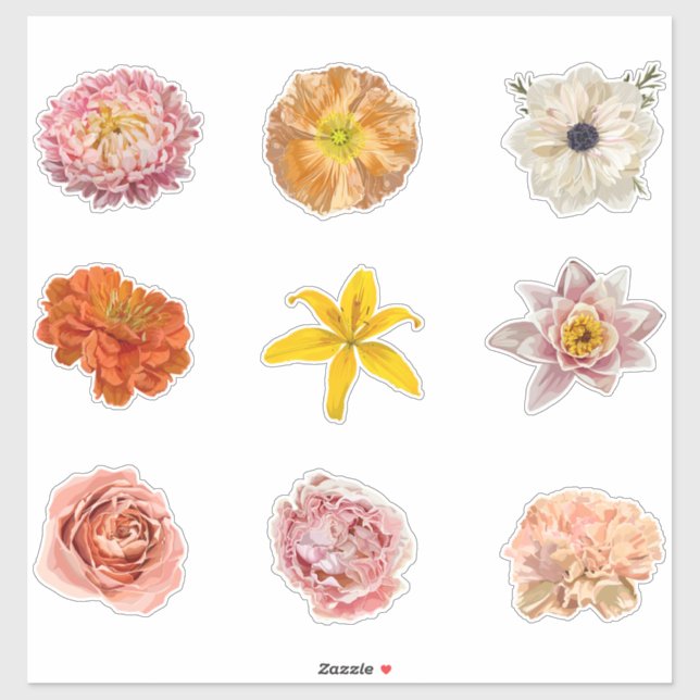 Set von Rose und Blume im Garten. Aufkleber (Blatt)