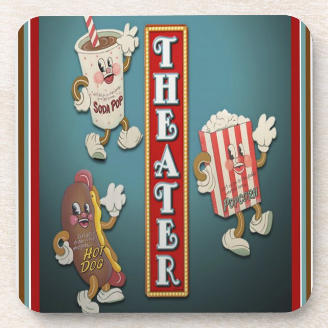 Set von sechs nostalgischen Theater-Untersetzer Getränkeuntersetzer (Vorderseite)