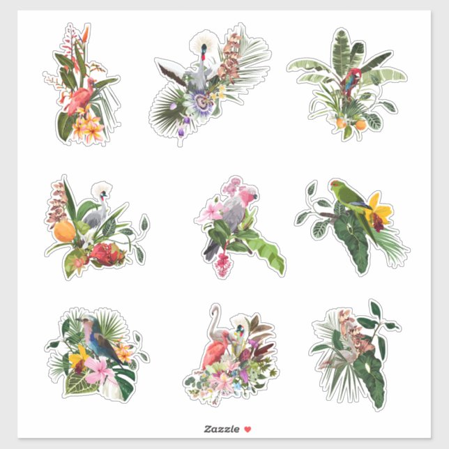 Set von tropischen Blume, Blätter aus Palmen und V Aufkleber (Blatt)